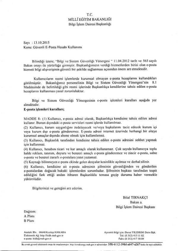 MEB'den e-posta uyarısı