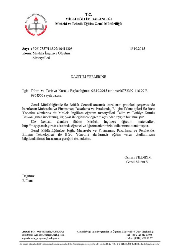 Mesleki ingilizce öğretim meteryalleri