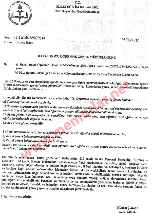 Resmi Görevlilerle İlgili Görüş Yazısı