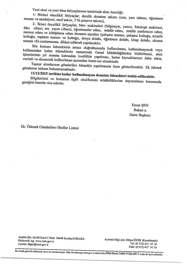 MEB'den ödenek yazıları