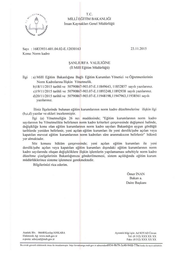 MEB'den Norm kadro uyarısı