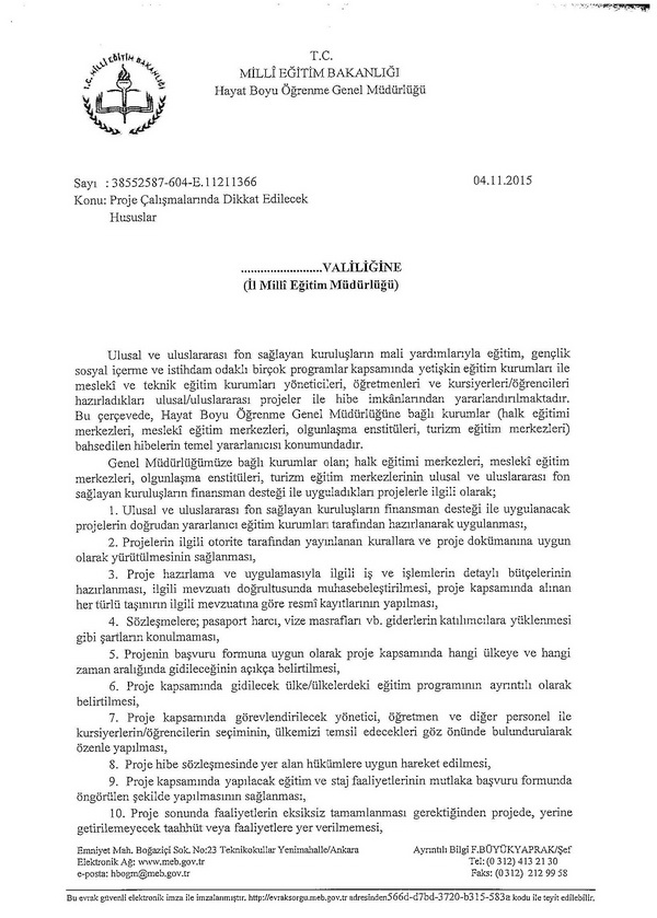 Proje çalışmalarında dikkat edilecek hususlar