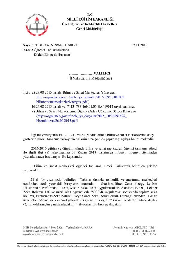 Öğrenci tanılamada dikkat edilecek hususlar