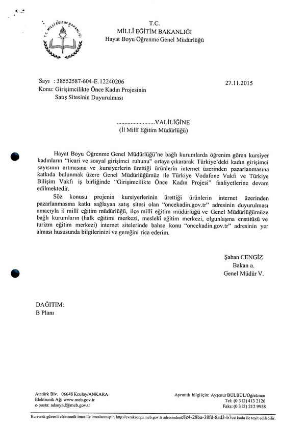 Girişimcilikte Önce Kadın Projesi