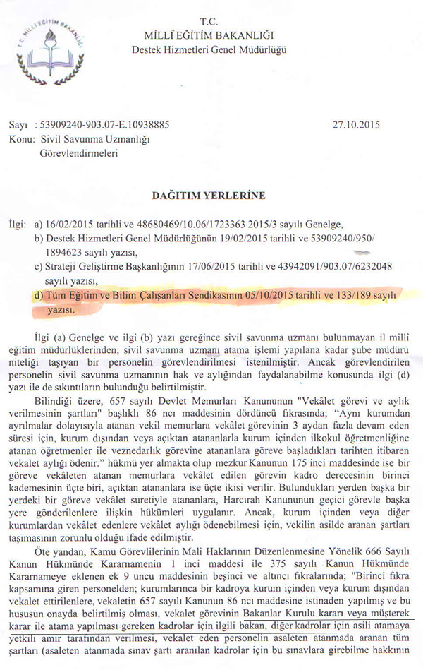 MEB'den sivil savunma uzmanları için önemli karar