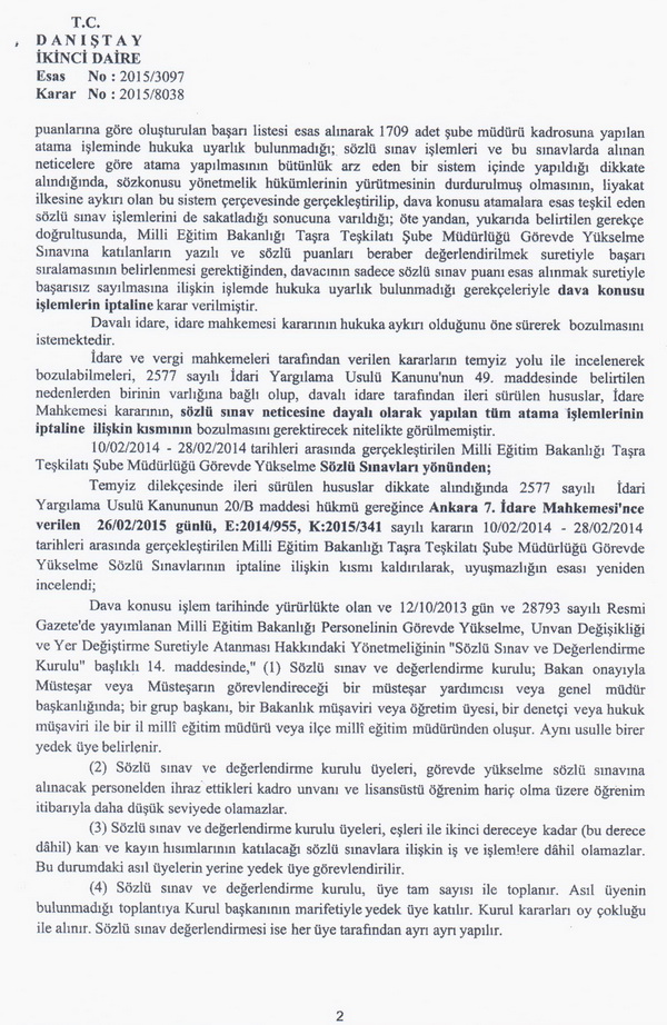 1709 MEB şube müdürü ataması iptal edildi