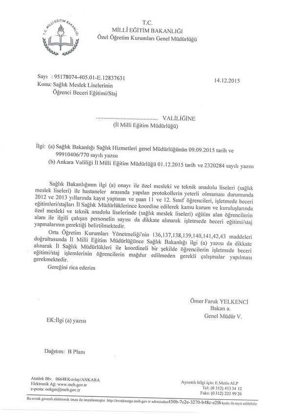 Sağlık meslek lisesi öğrencilerinin beceri ve staj eğitimi