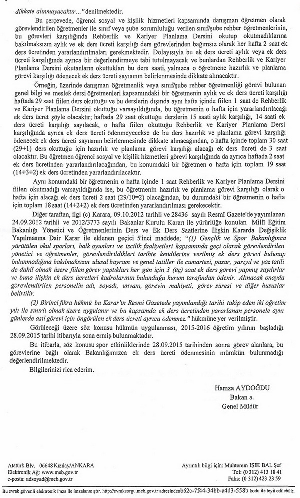 Sosyal Etkinlik/Rehberlik ve Kariyer Planlama Görüş Yazısı