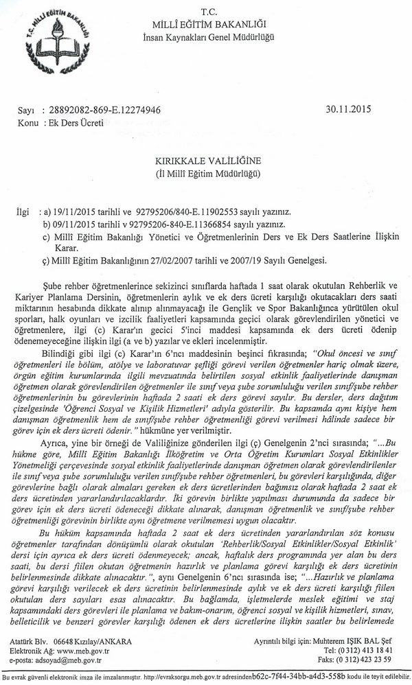 Sosyal Etkinlik/Rehberlik ve Kariyer Planlama Görüş Yazısı