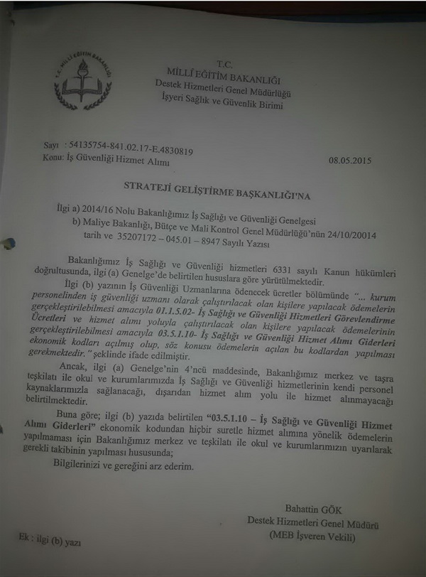 MEB, iş sağlığı ve güvenliği hizmetini dışardan almayacak