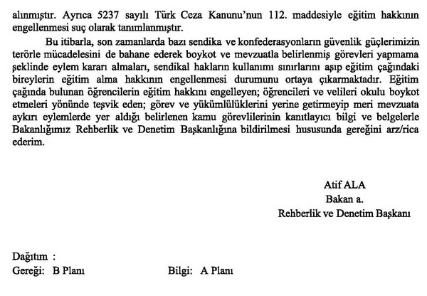 MEB'den eğitim hakkını engelleyici eylemler hakkında yazı
