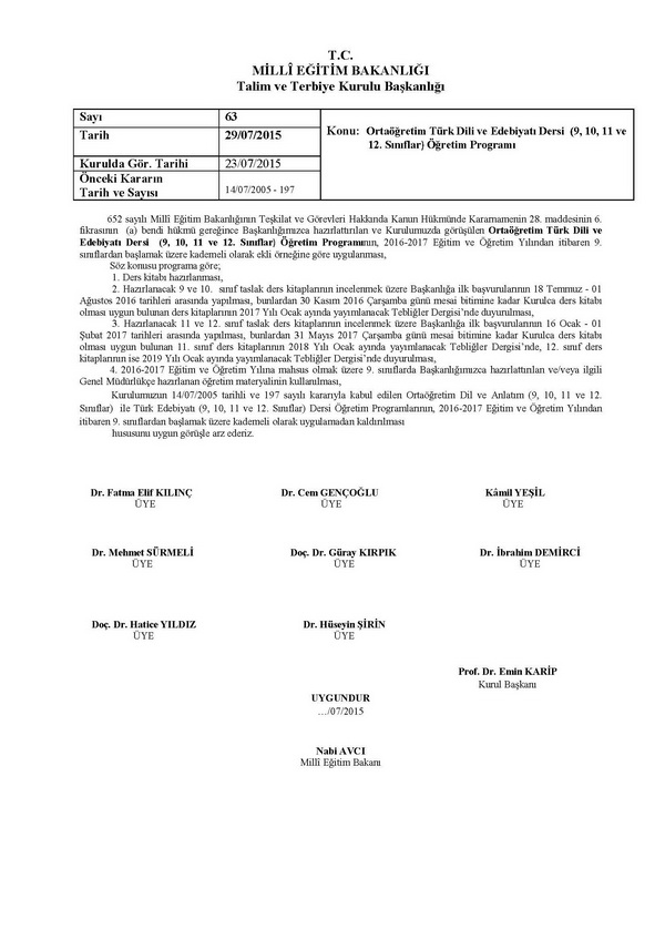 MEB Ortaöğretimde İki Ders Birleştirildi