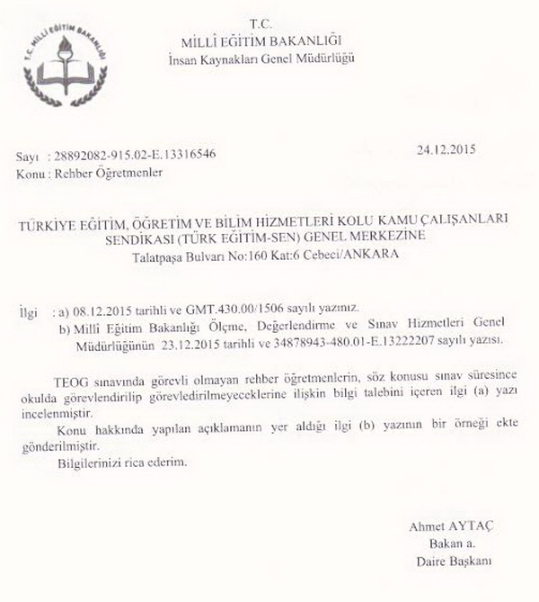 TEOG sınavlarında rehber öğretmenler okulda bulunur mu?