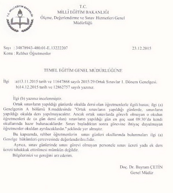 TEOG sınavlarında rehber öğretmenler okulda tutulamaz