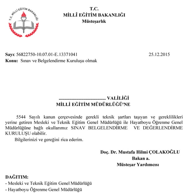 Okullar, sınav belgelendirme ve değerlendirme kuruluşu olabilir