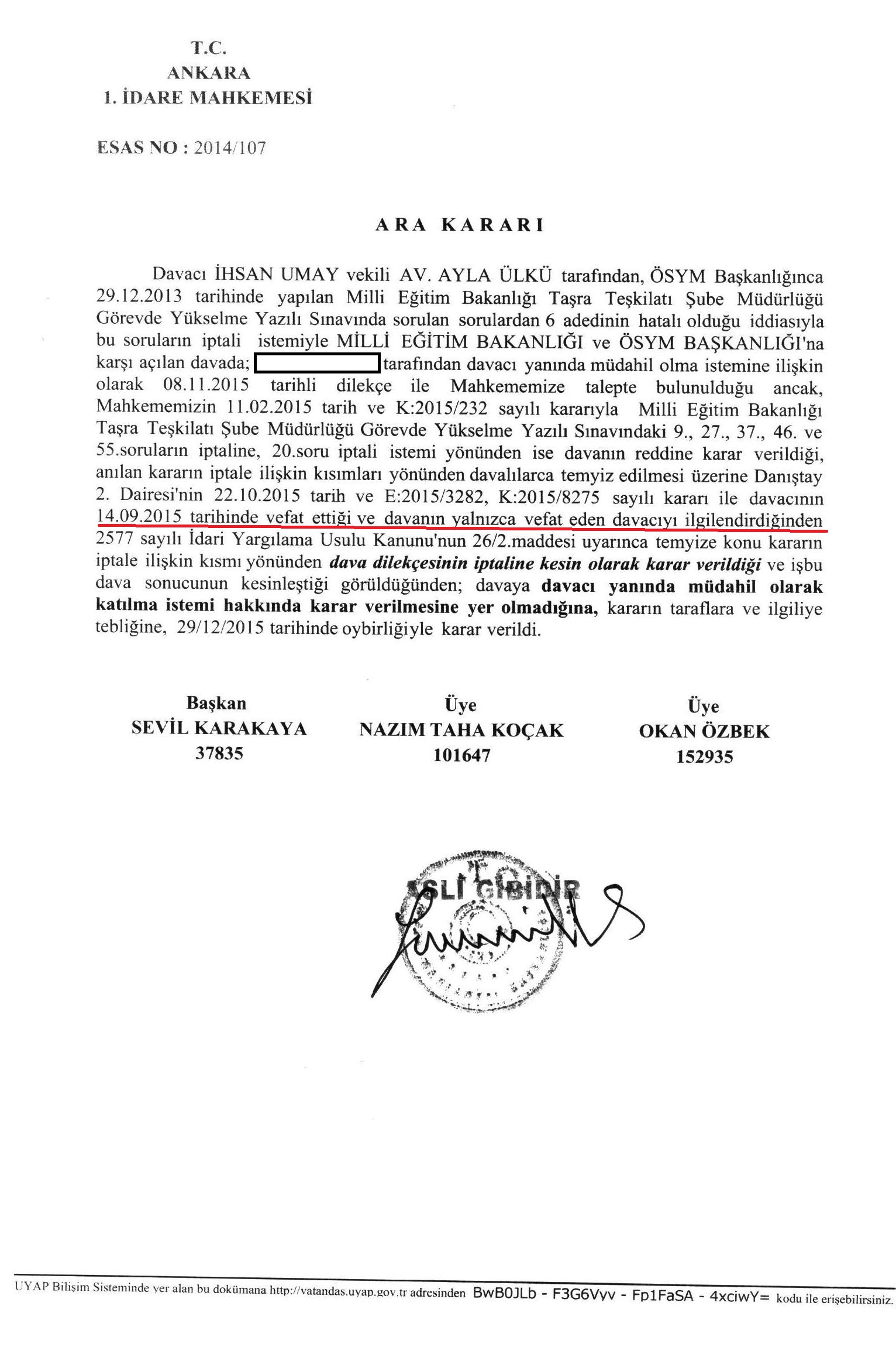 Şube Müdürlüğü Soru İptalinde Garip Bir Yargı Kararı