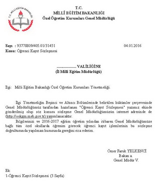 MEB; özel okullara öğrenci kayıt sözleşmesini açıkladı