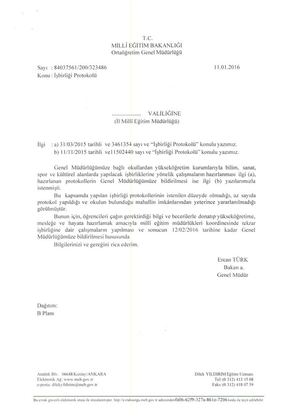 MEB; okullar ünüversitelerle işbirligi yapsın