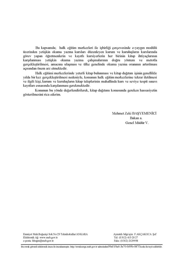 MEB'den yetişkin okuma yazma kitapları yazısı