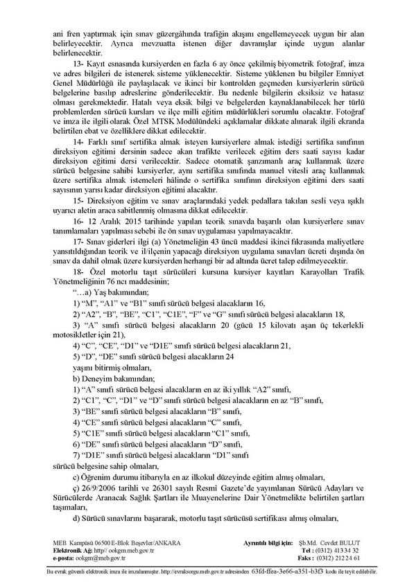 MTSK Yönetmelik ve Yönerge ile İlgili Açıklamalar