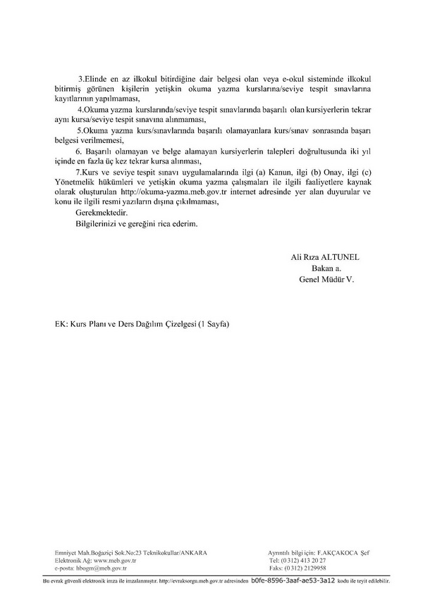 Yetişkin okuma yazma kurs süreleri