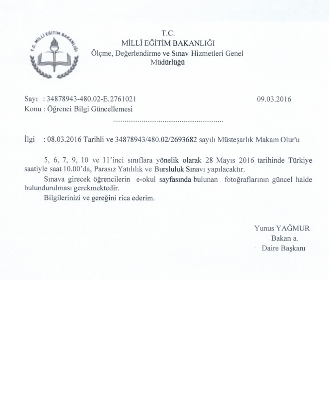 Tüm Okul Müdürlerinin Dikkatine