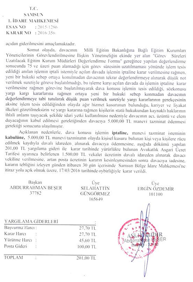 Yargı kararlarını uygulamayan müdüre tazminat cezası