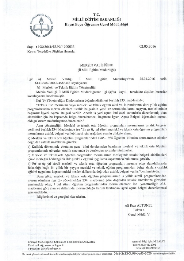 MEB'den işyeri açma belgesi düzenlenmesi açıklaması