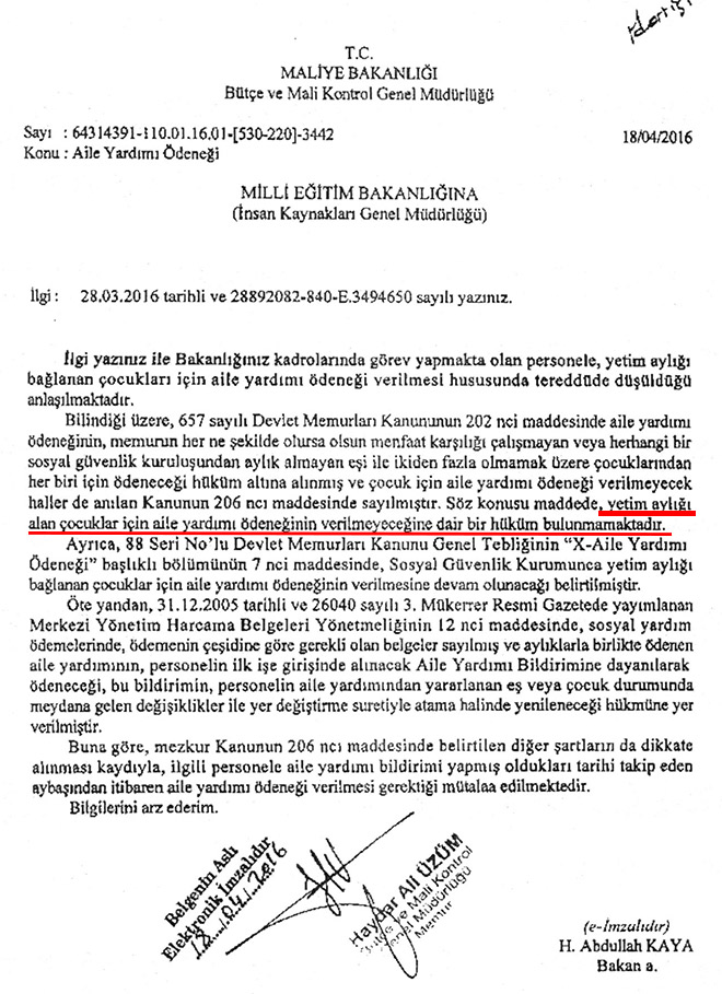 Maliye Bakanlığından Aile Yardımı Ödeneği Görüşü