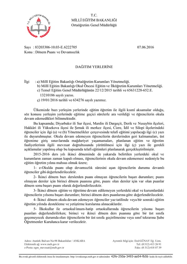 MEB'den, terör bölgelerindeki öğrenciler için devamsızlık açıklaması