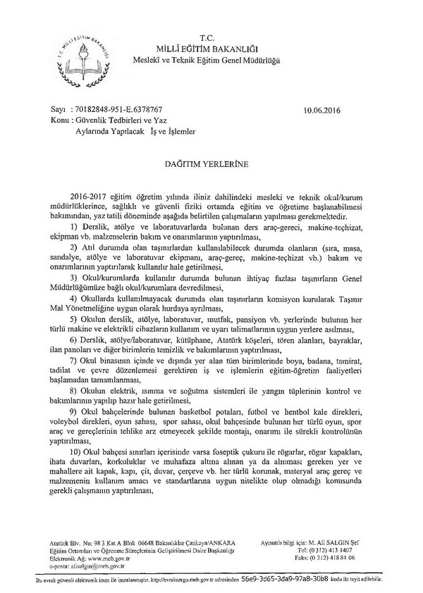 Meslek liselerinde alınacak güvenlik önlemleri