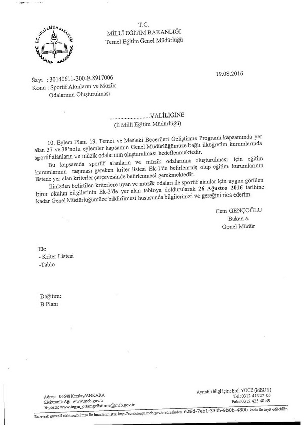 Okullarda sportif alanlar ve müzik odaları oluşturulacak