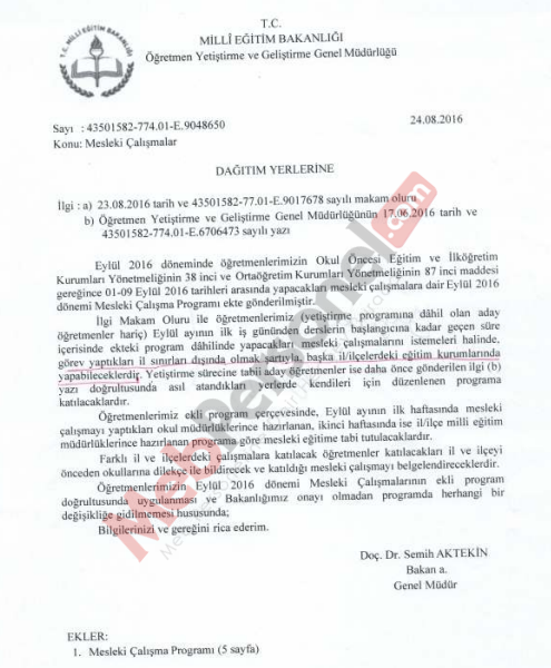 Öğretmenlere Eylül Seminer Dilekçe Örneği (Başka Okulda İlde Almak İçin)