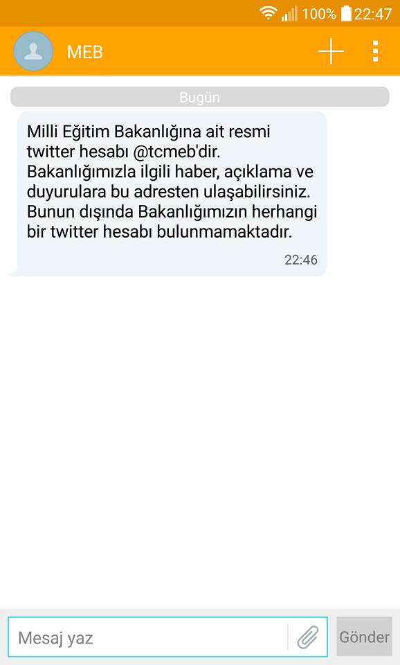 MEB'den Öğretmenlere Twitter Hesabı Hatırlatması