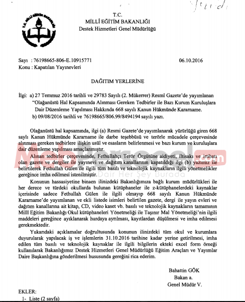 MEB'den Tüm Okullara Fetö Uyarısı