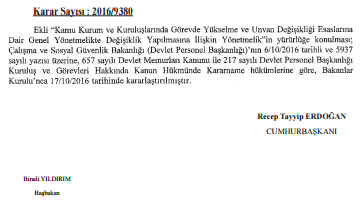 Görevde Yükselme ve Unvan Değişikliği Yönetmeliğinde Değişiklik Yapıldı