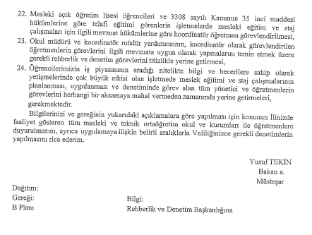 MEB'den ''Koordinatörlük Görevi'' Yazısı