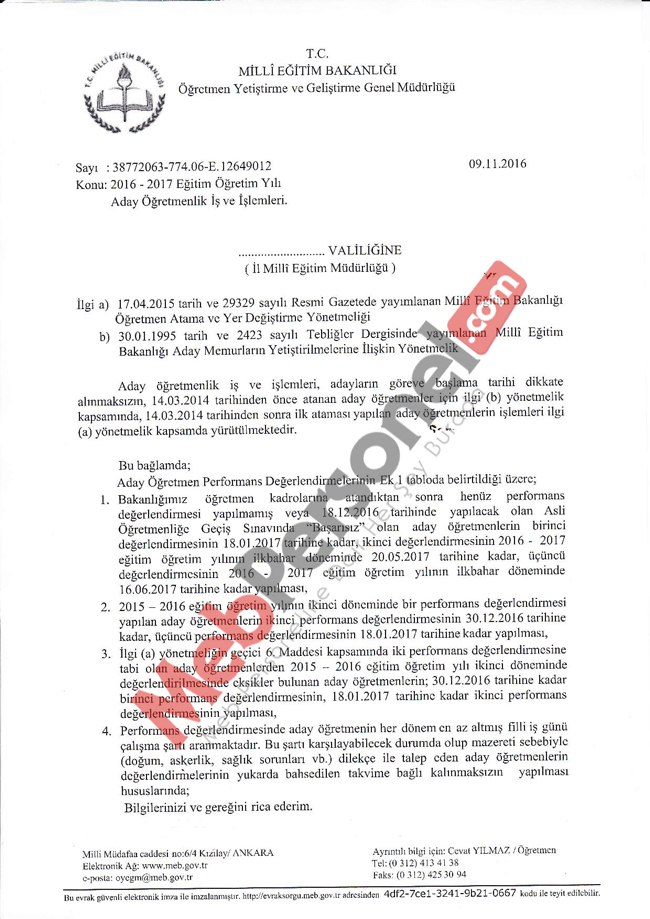 MEB, Aday Öğretmen Perfonmans Değerlendirme Takvimi Yayınlandı.