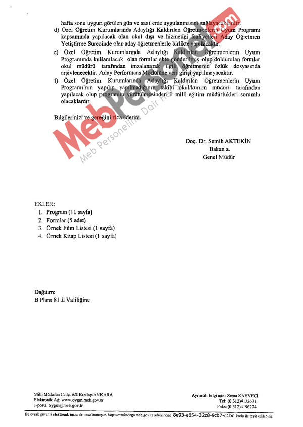 Aday Öğretmen yetiştirme süreci tereddüte düşülen hususlar(Resmi Yazı)