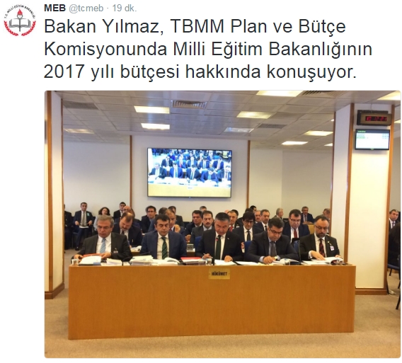 MEB'in 2017 Bütçesi Görüşülüyor