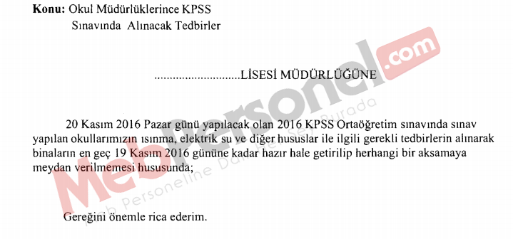 Okul Müdürlüklerince KPSS´de Alınacak Tedbirler