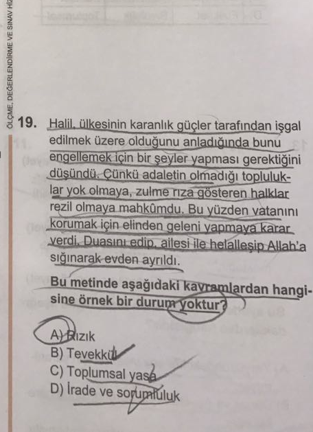 TEOG sorusunda 15 Temmuz ruhu!