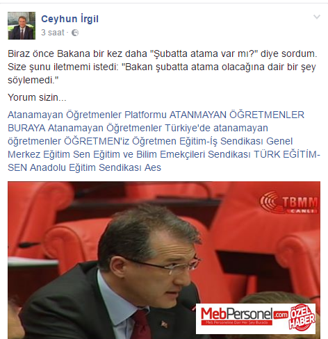 Şubat Ataması Bakan Yılmaz'a Soruldu