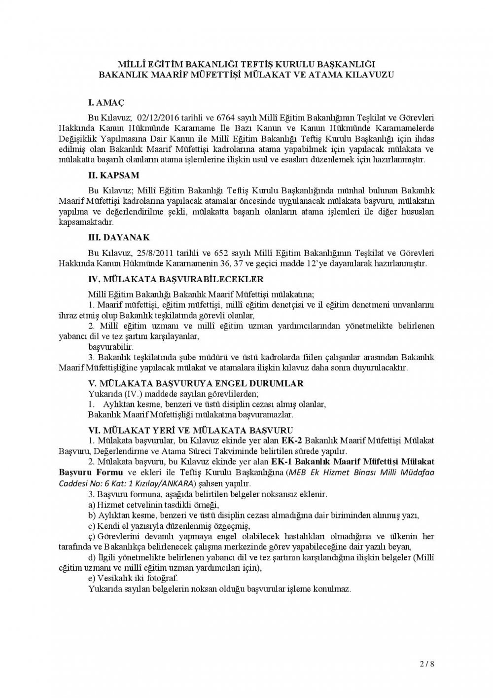 MEB Maarif Müfettişliği Mülakat ve Uygulama Kılavuzu