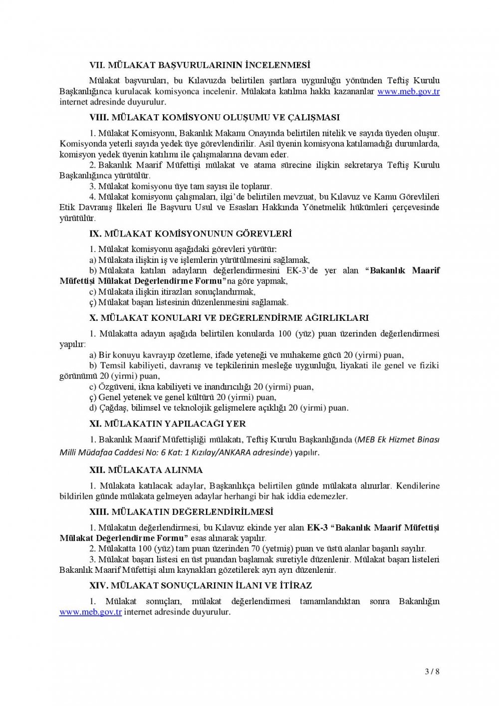 MEB Maarif Müfettişliği Mülakat ve Uygulama Kılavuzu