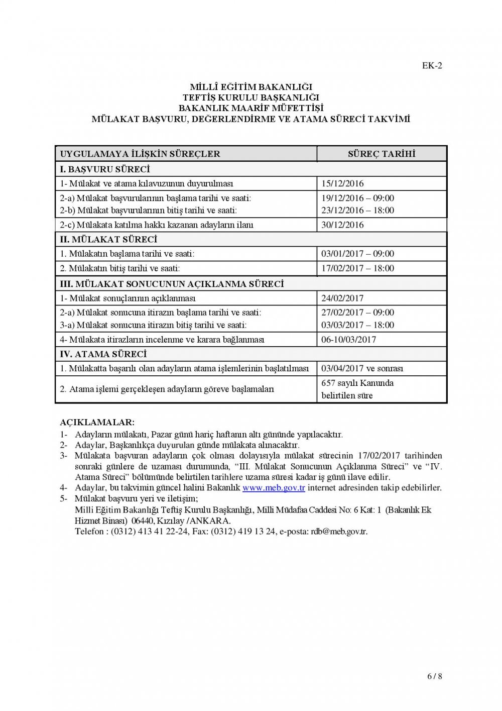 MEB Maarif Müfettişliği Mülakat ve Uygulama Kılavuzu