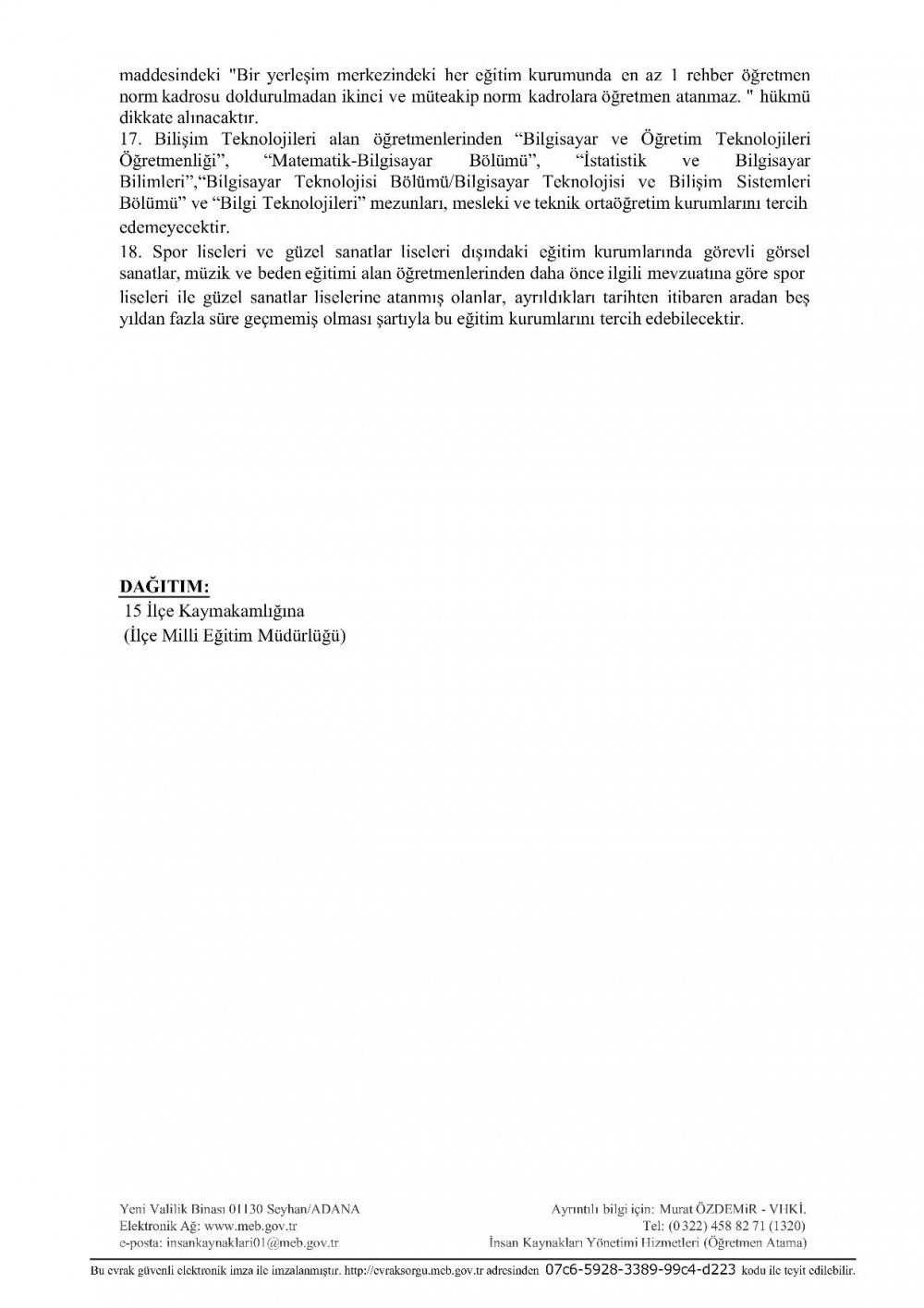 Adana'da Norm Fazlası Öğretmen Atamaları Yapılacak