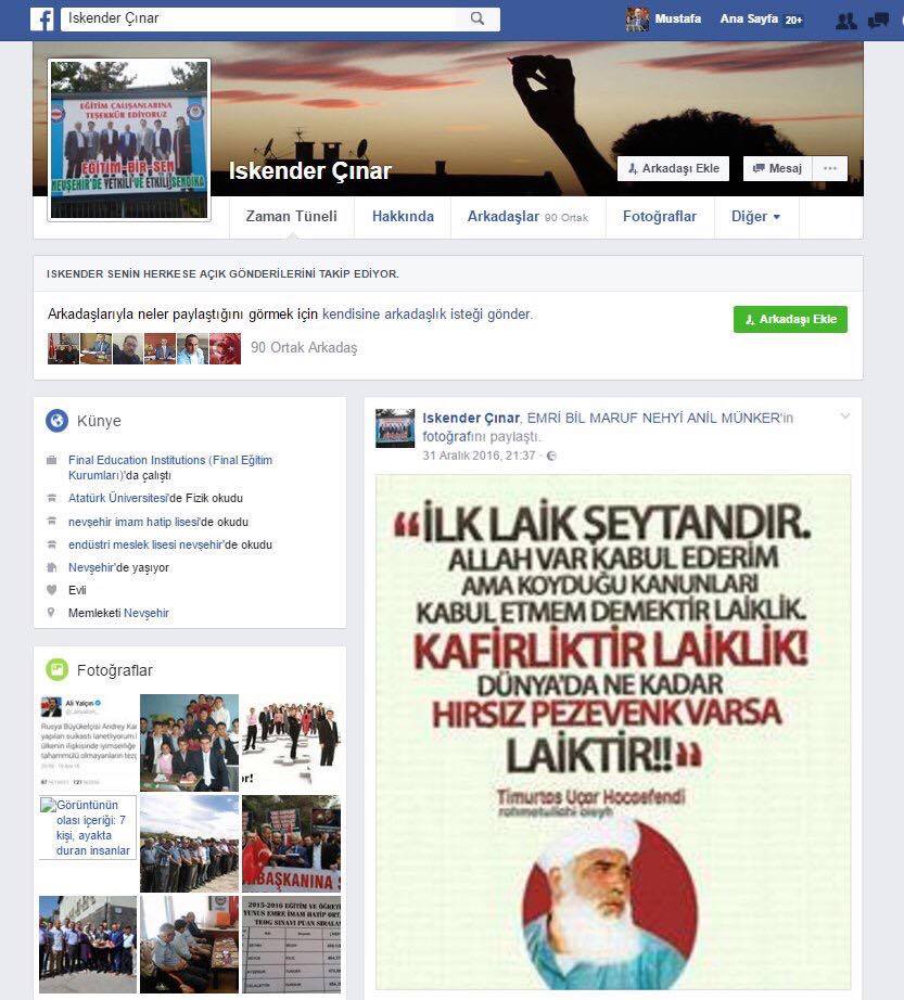 Eğitimbirsen Başkan Yardımcısı Okul Müdürünün Laiklere " Hırsız , Pezevenk " Paylaşımı Tepki Çekti