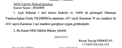 MEB Müsteşar Yardımcılığı Ataması Yapıldı