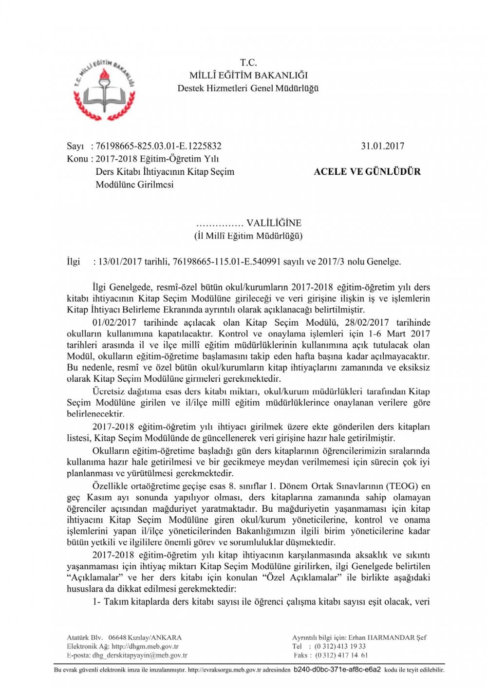 MEB'den Acil ve Günlü ''Ders Kitapları'' Yazısı